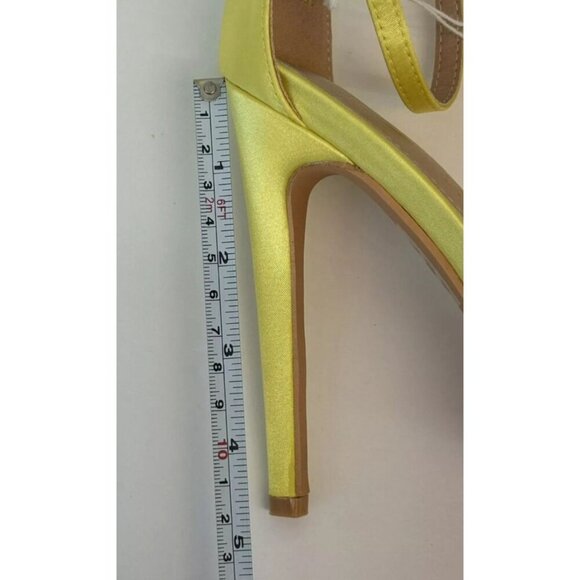 KATHY DIN / Chelsey-17 / Yellow Satin / Rhinestone / Ruffle / High Heeled Sandal - Picture 7 of 9